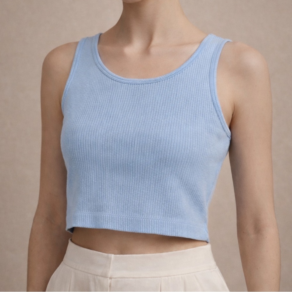 Eyeshadow Girls Blue Ribbed Crop Tank Top – Size XL (16)